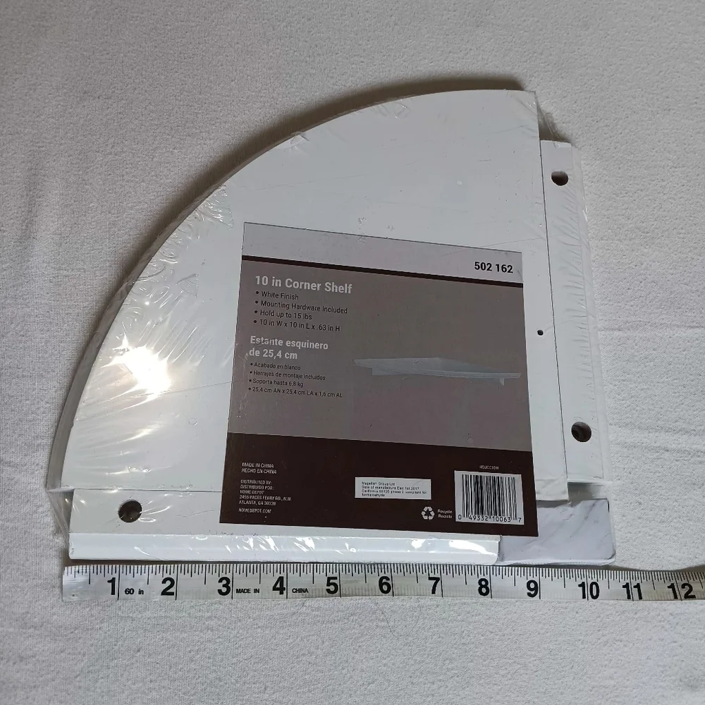 White NEW 10 In. Corner Shelf